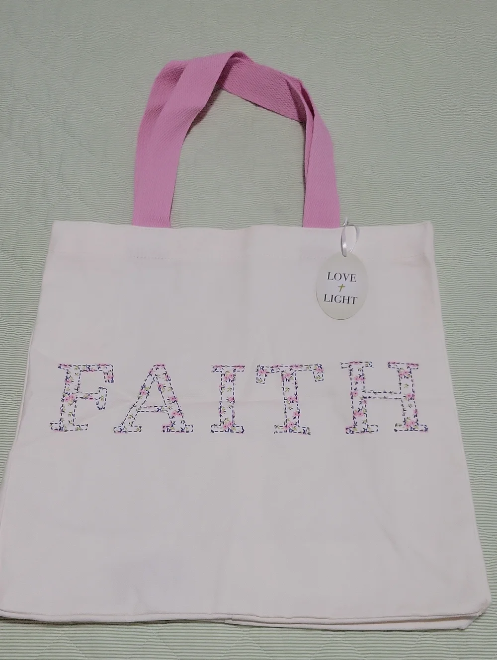 NWT - FAITH Floral Canvas Tote in Light Pink